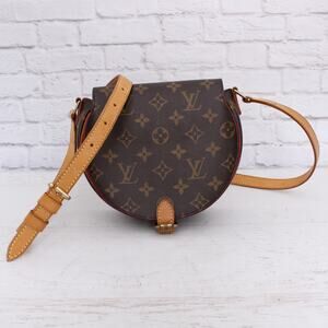 Louis Vuitton Tambourine Monogram Crossbody Shoulder Handbag Brown Leather A5650
